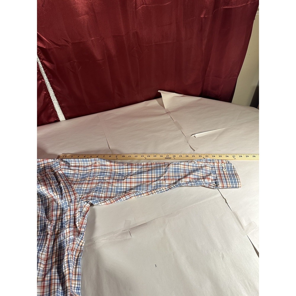 Peter Millar Shirt Adult Large Orange Multicolor Tartan Plaid Button Down Men's - Picture 11 of 12